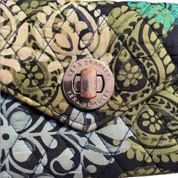 Vera Bradley Navy Green wristlet - Picture 2 of 8